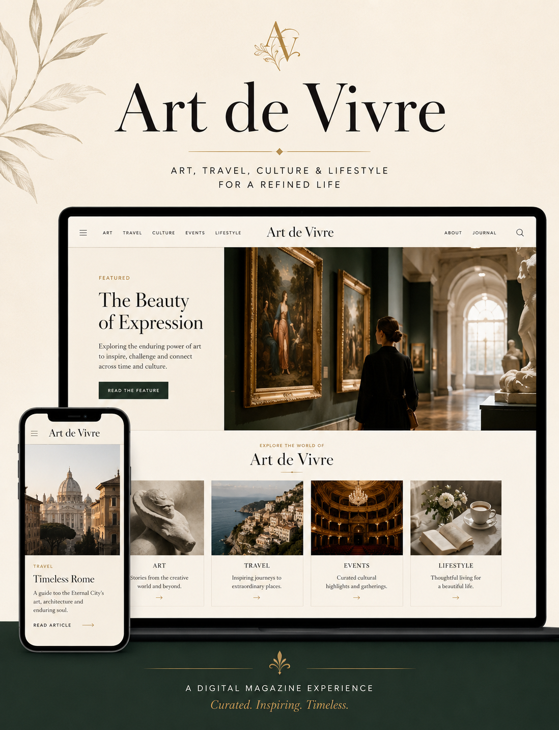 Реальний скриншот платформи Art de Vivre з контентом і подіями.